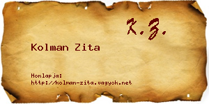 Kolman Zita névjegykártya
